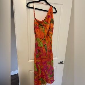 NWT Farm Rio Orange Ombré Forest Lenzing Ecovero Viscose Midi Dress Size XL